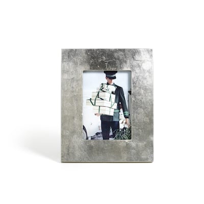5" x 7" Photo Frame, Silver Finish with Leaf Design