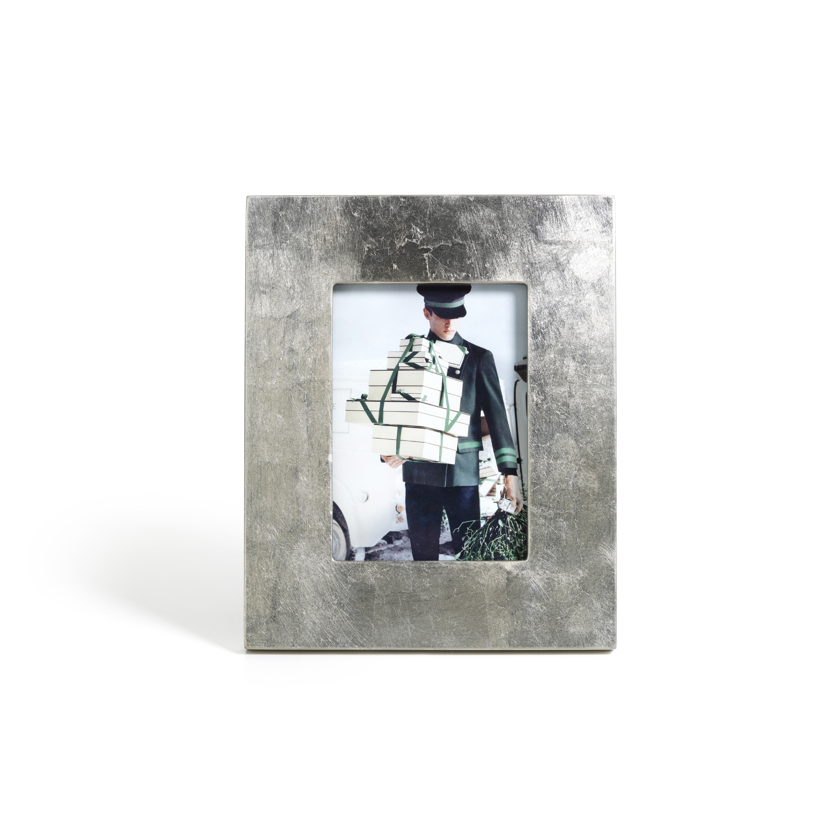 5" x 7" Photo Frame, Silver Finish with Leaf Design
