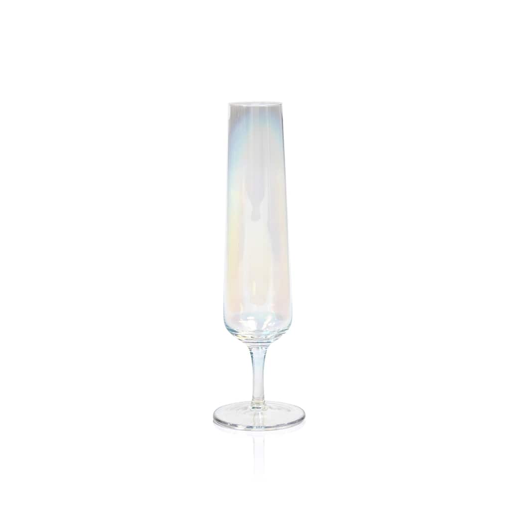 9.25" Tall Glass Festive Iridescent Champagne Flutes, Set of 6, (Set of 6)