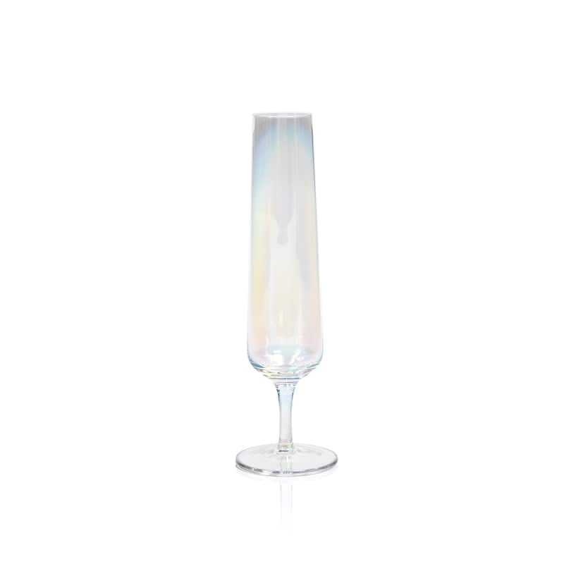 9.25" Tall Glass Festive Iridescent Champagne Flutes, Set of 6, (Set of 6)