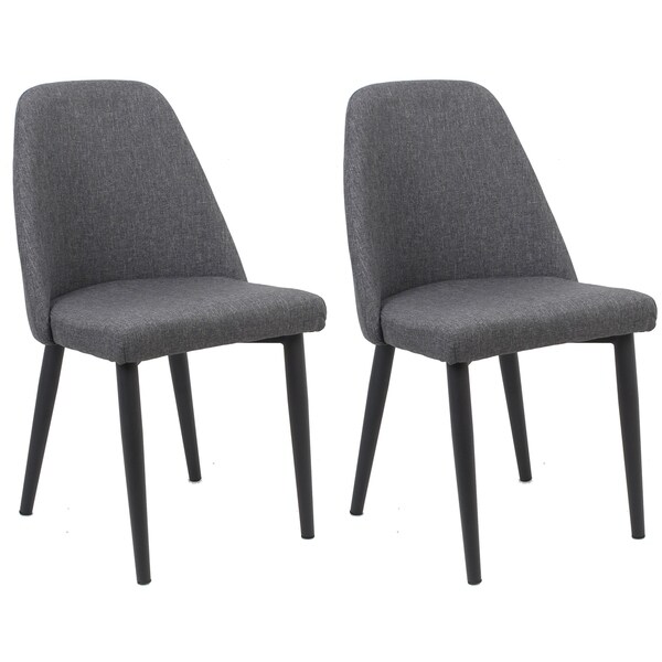 Shop BTExpert Nuha Grey Upholstery Dark Metal Legs Dining Chair (Set of