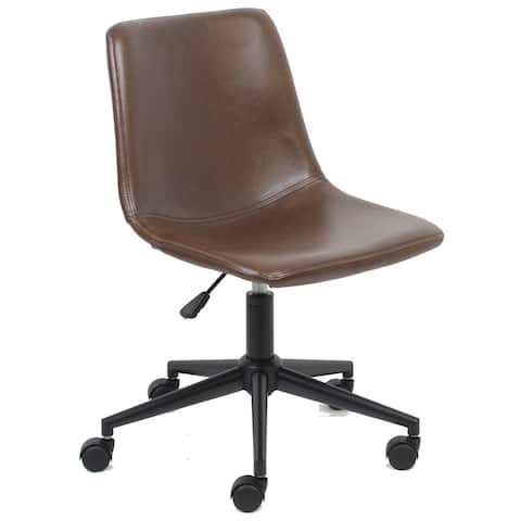 BTExpert Mid Back Fuax Leather Task Chair, Brown Office Chair