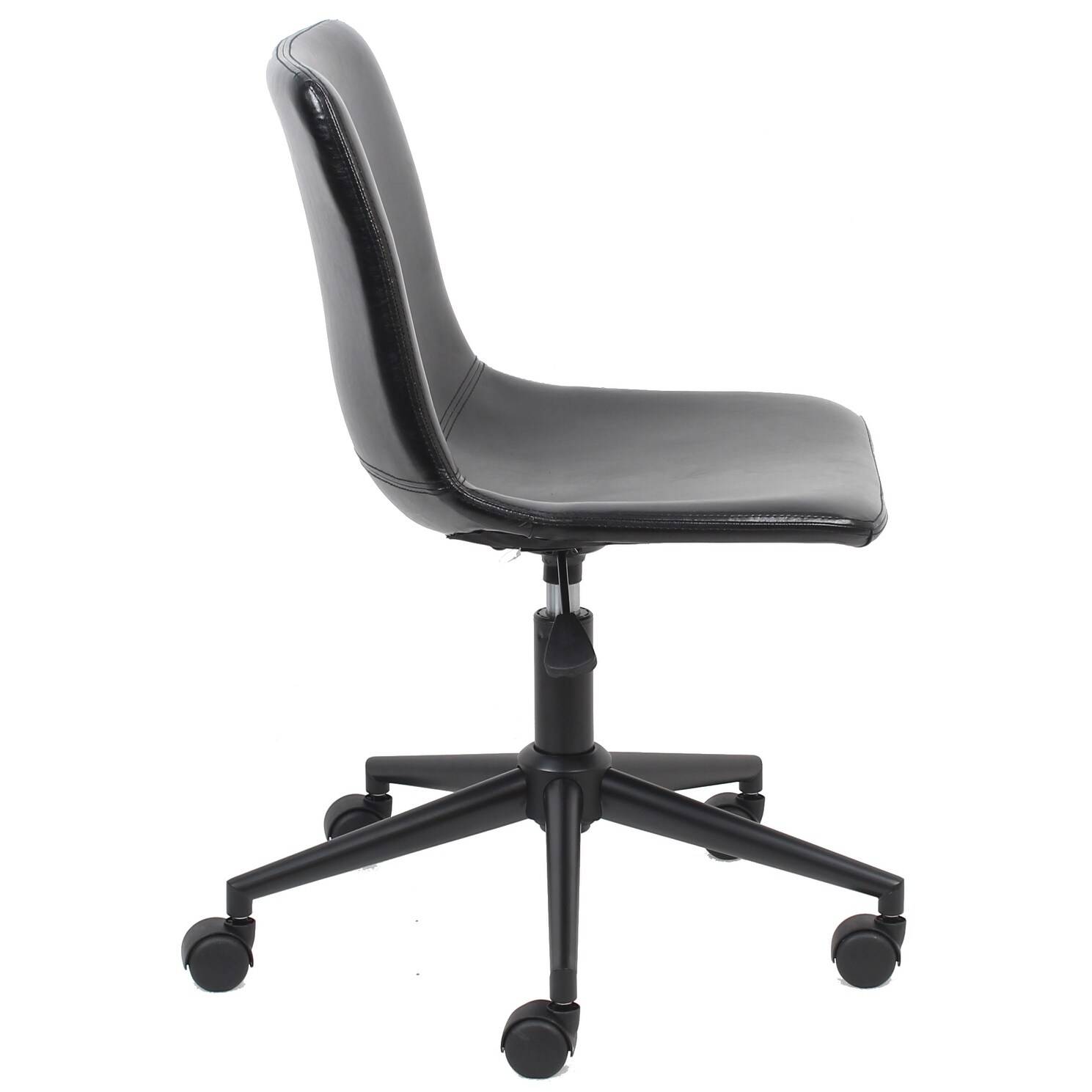 BTExpert Mid Back Fuax Leather Task Chair Black Office Desk Chair