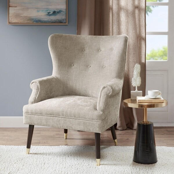 Beige wingback accent discount chair