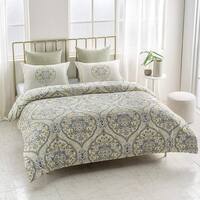 Gracia Wrinkle Resistant Reversible Print 100% Organic Cotton Duvet Cover and Sham Set of 2