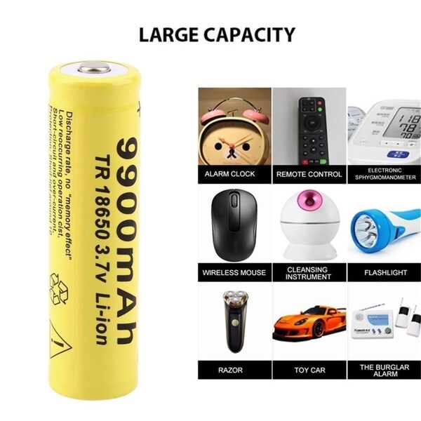 4 X Li-ion Batteries 9900mAh 3.7V Rechargeable Battery Powerful LED Flashlight 