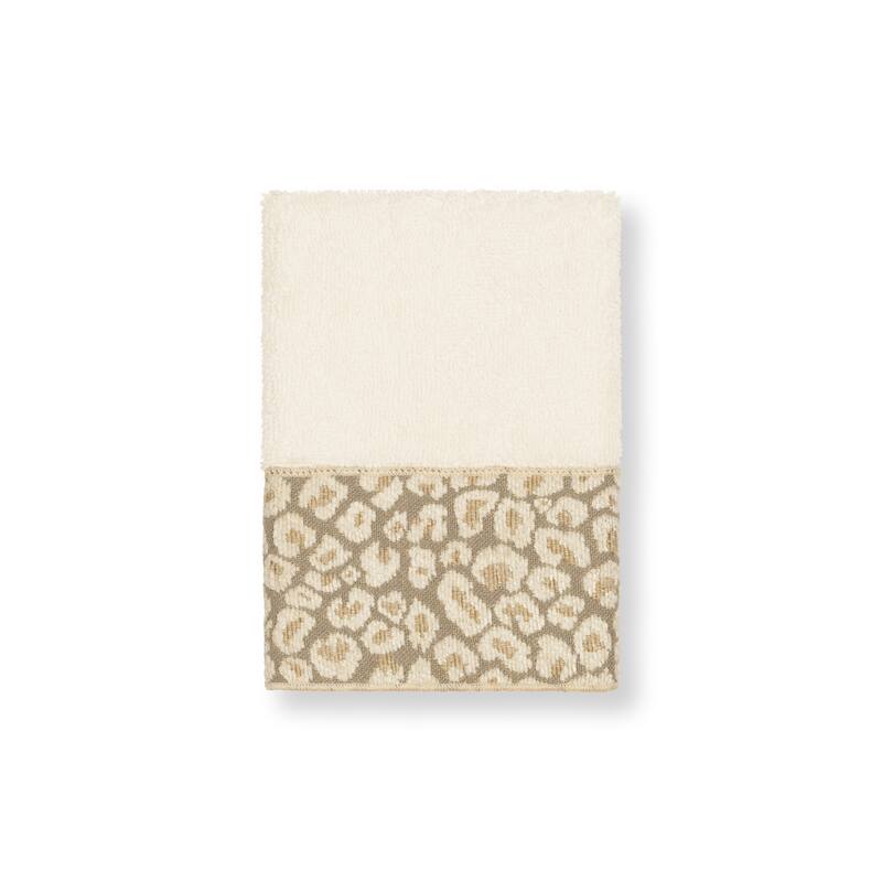 Authentic Hotel and Spa Turkish Cotton Cheetah Jacquard Trim Cream 3-piece Towel Set