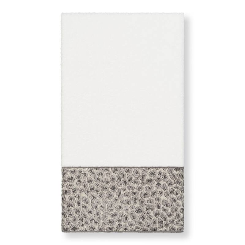 Authentic Hotel and Spa Turkish Cotton Cheetah Jacquard Trim White 3-piece Towel Set