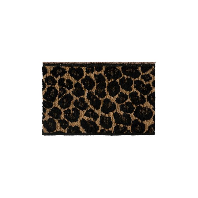 Authentic Hotel and Spa Turkish Cotton Cheetah Jacquard Trim Latte Brown Washcloth