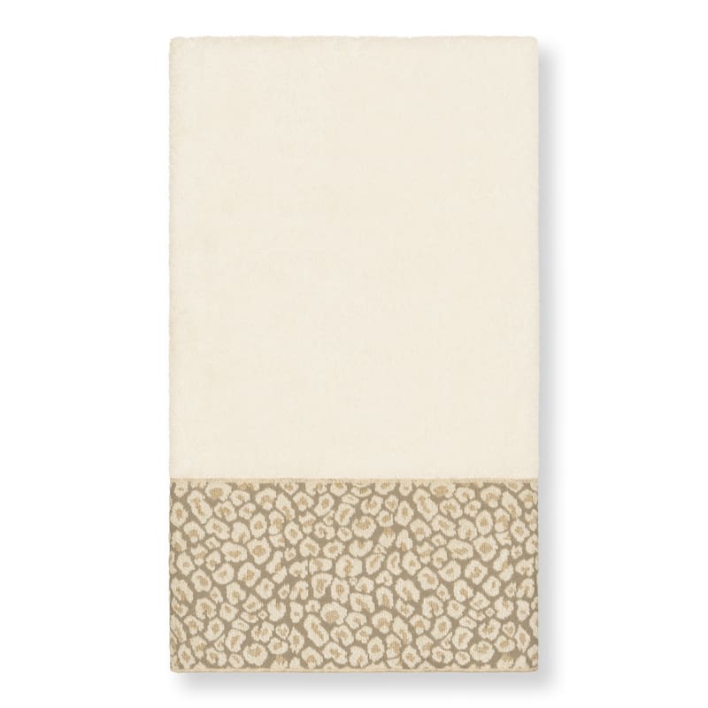Authentic Hotel and Spa Turkish Cotton Cheetah Jacquard Trim Cream 3-piece Towel Set