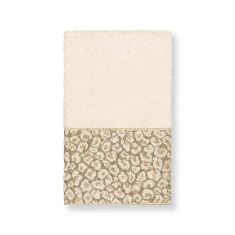 Authentic Hotel and Spa Turkish Cotton Cheetah Jacquard Trim Cream 4-piece Towel Set