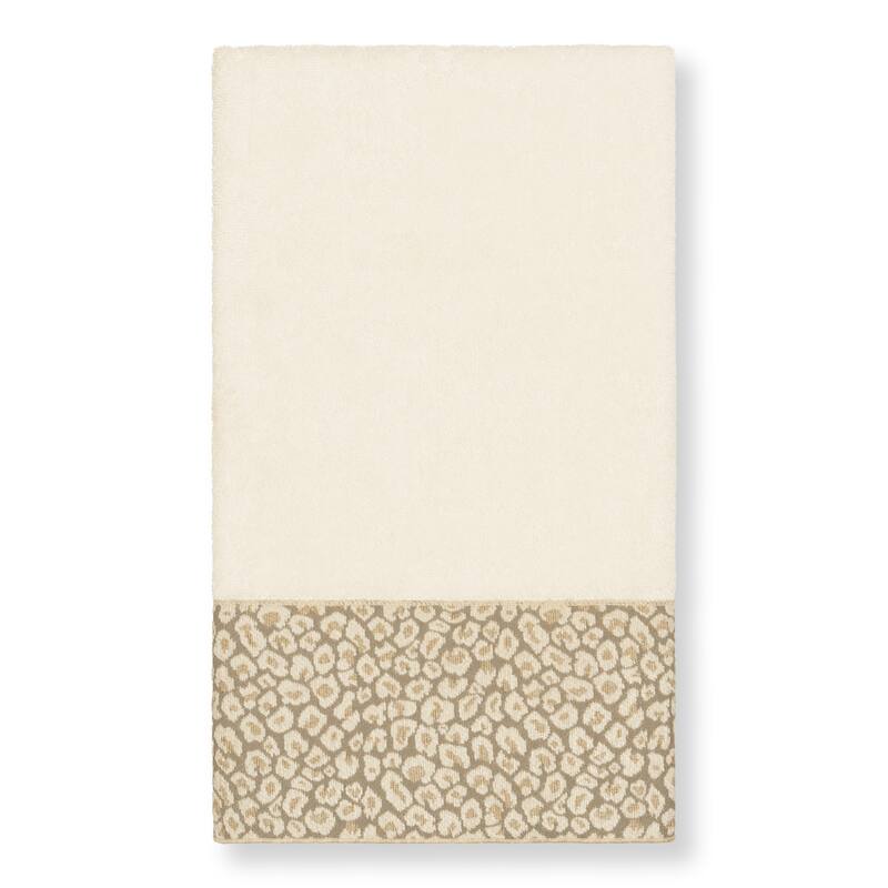 Authentic Hotel and Spa Turkish Cotton Cheetah Jacquard Trim Cream 4-piece Towel Set