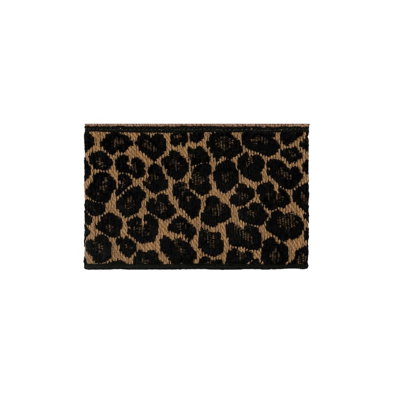 Authentic Hotel and Spa Turkish Cotton Cheetah Jacquard Trim Latte Brown 2-piece Washcloth Set