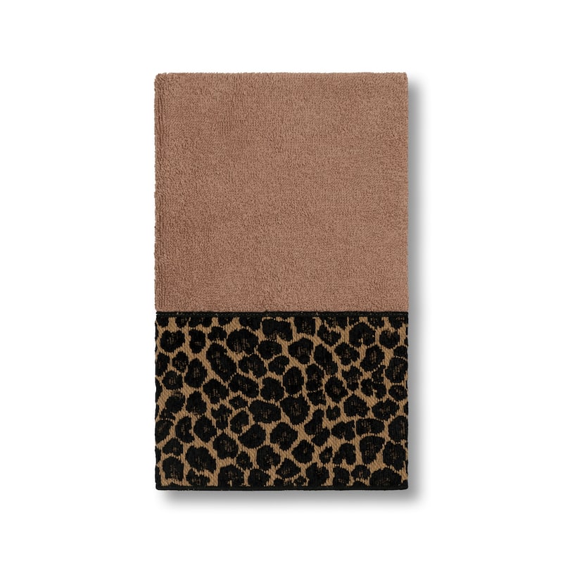 Authentic Hotel and Spa Turkish Cotton Cheetah Jacquard Trim Latte Brown 8-piece Towel Set