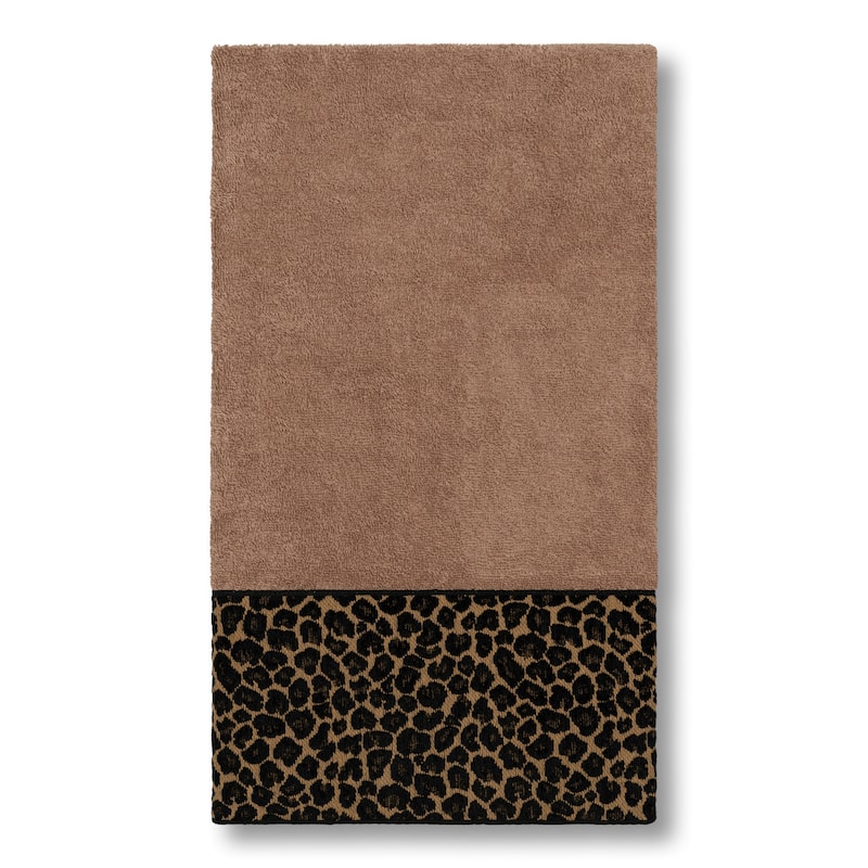 Authentic Hotel and Spa Turkish Cotton Cheetah Jacquard Trim Latte Brown 4-piece Towel Set
