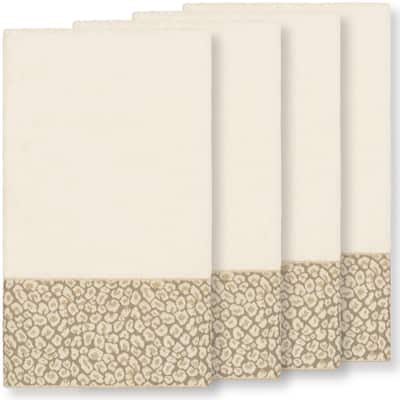 Authentic Hotel and Spa Turkish Cotton Cheetah Jacquard Trim Cream 4-piece Bath Towel Set