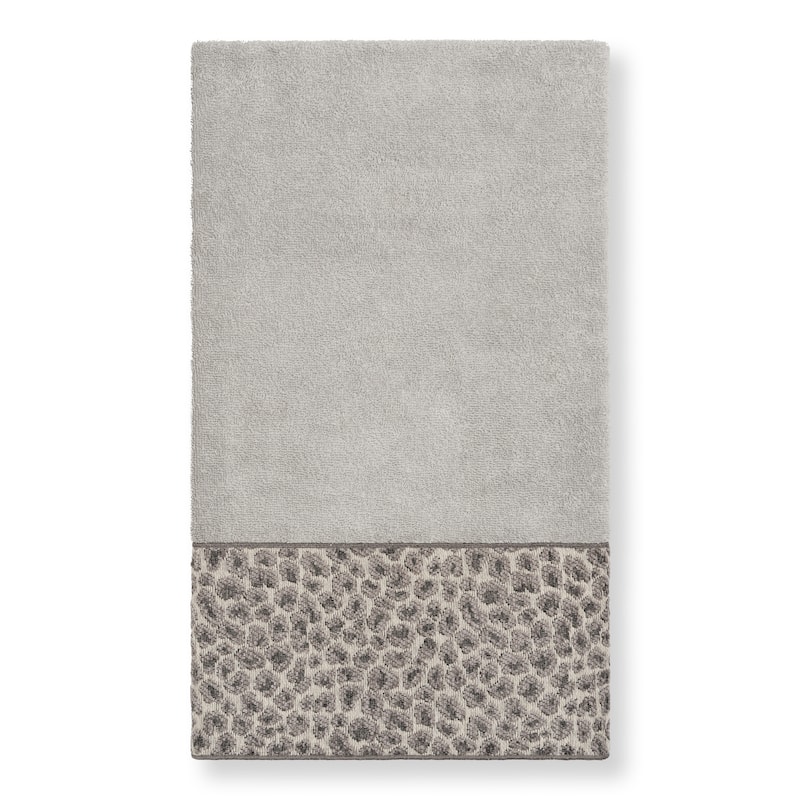 Authentic Hotel and Spa Turkish Cotton Cheetah Jacquard Trim Light Grey Bath Towel