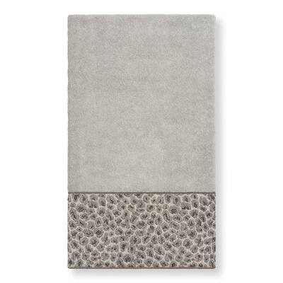 Authentic Hotel and Spa Turkish Cotton Cheetah Jacquard Trim Light Grey Bath Towel