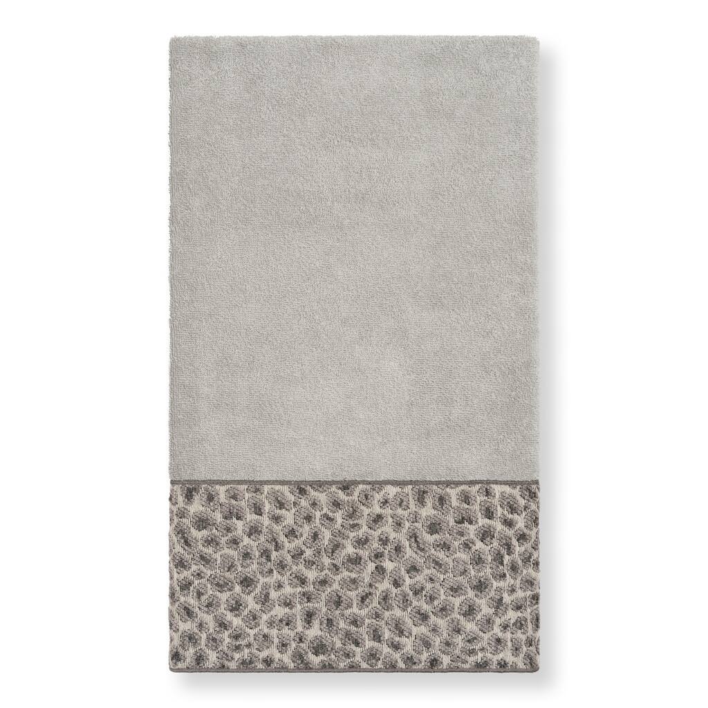 Authentic Hotel and Spa Turkish Cotton Cheetah Jacquard Trim Light Grey Bath Towel