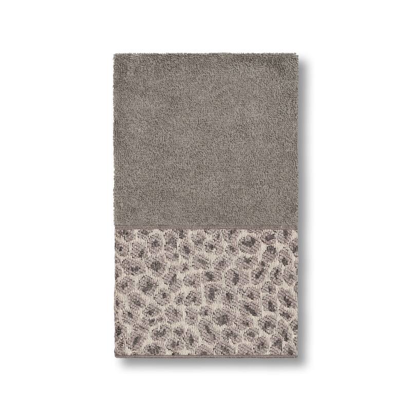 Authentic Hotel and Spa Turkish Cotton Cheetah Jacquard Trim Dark Grey 8-piece Towel Set