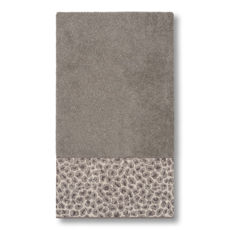 Authentic Hotel and Spa Turkish Cotton Cheetah Jacquard Trim Dark Grey 4-piece Towel Set