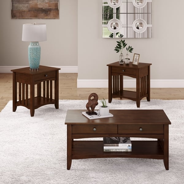 Copper Grove Vaghar Solid Wood Coffee Table And 2 End Copper Grove Vaghar Solid Wood Coffee Table And 2 End