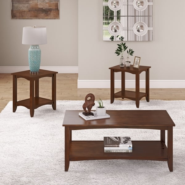 Copper Grove Abovyan 2 Tiered Solid Wood Coffee Table Copper Grove Abovyan 2 Tiered Solid Wood Coffee Table
