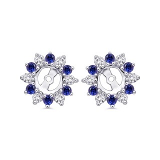 and Sapphire 0.16 ct. tw. G-H,I2-I3 Sterling Silver Starburst Inspired Earring Jacket with Diamonds and Sapphire 0.16 ct. tw. G-H,I2-I3 Sterling Silver Starburst Inspired Earring Jacket with Diamonds