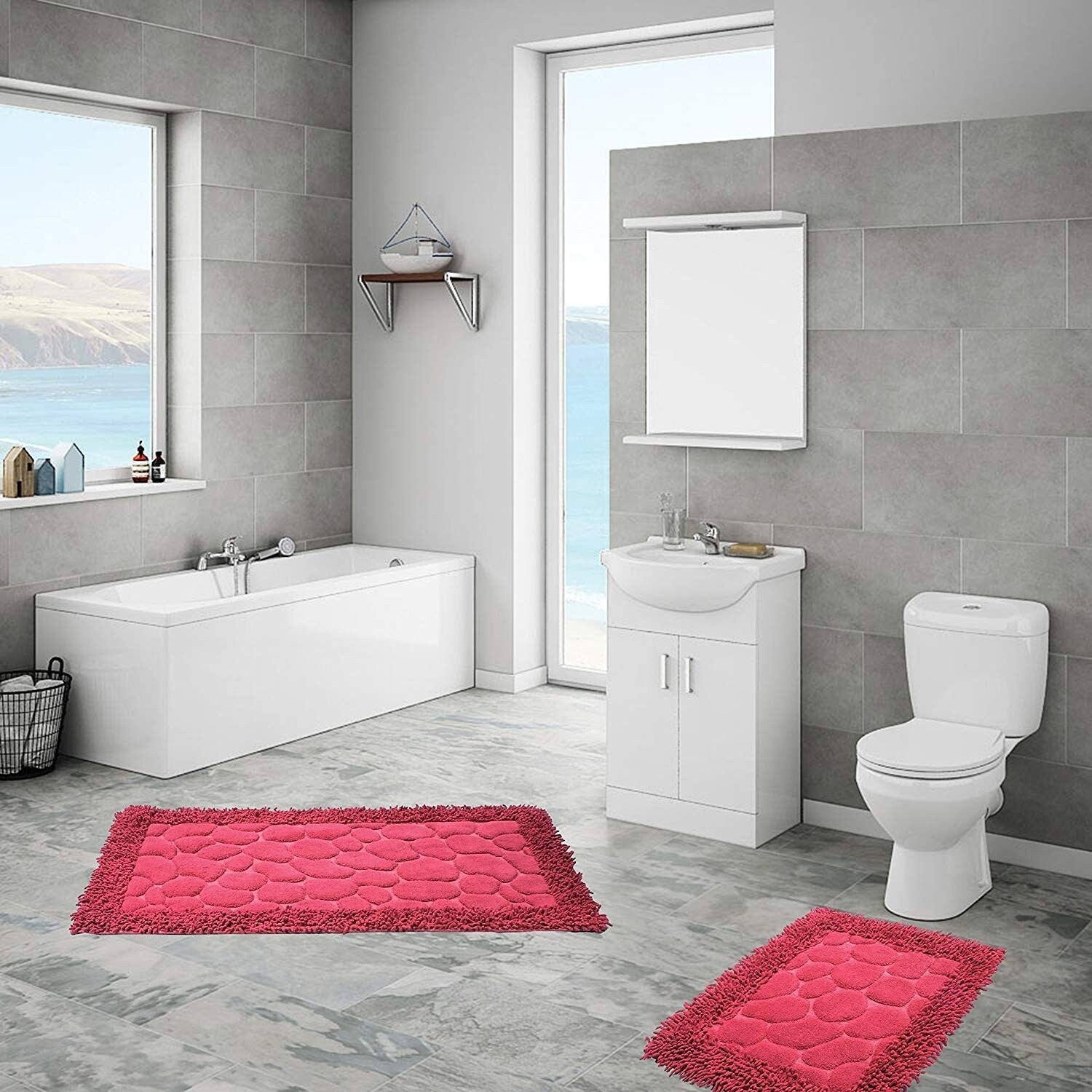 Luxury Home Hotel Soft Turkish Cotton 2 Piece Bath-Mat - 23x40/23x19 - Bed  Bath & Beyond - 23118188