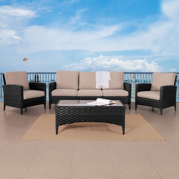Shop Parkview 4pc Sofa and Chair Patio Set, Charcoal Grey Free Shipping Today Overstock