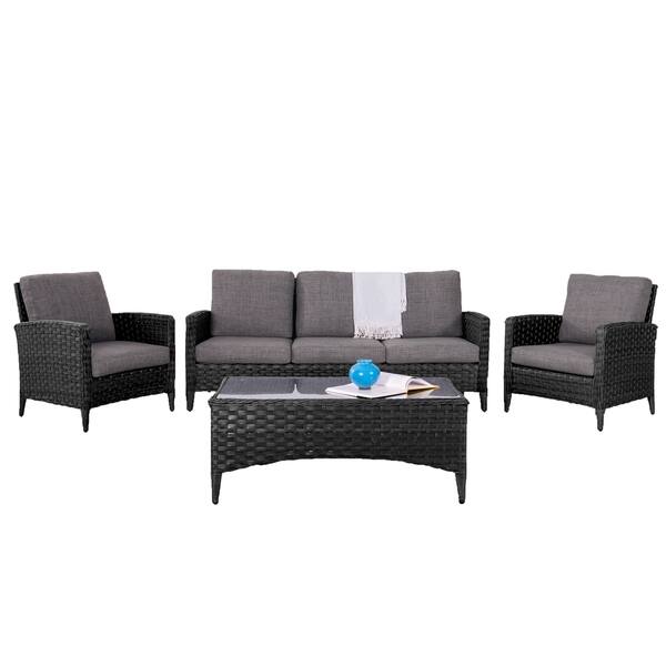 Shop Parkview 4pc Sofa And Chair Patio Set Charcoal Grey On Sale Overstock 23118316