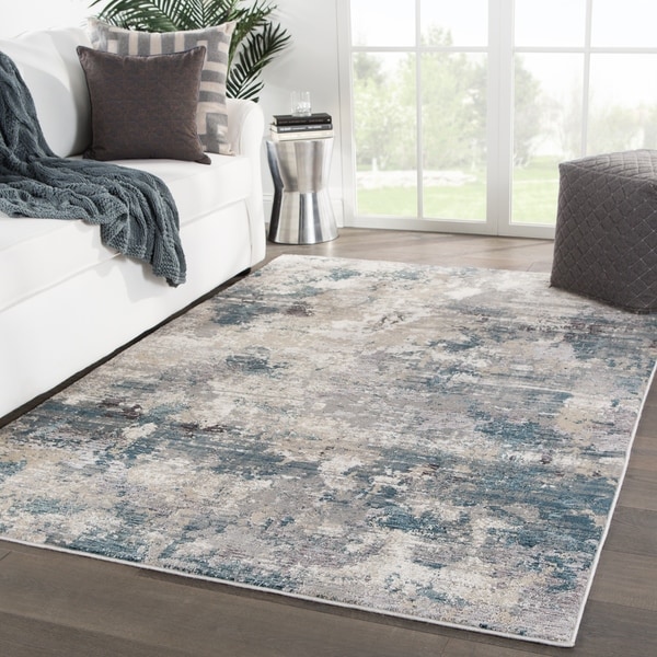 Bertram Abstract Blue/ Cream Area Rug - 4' x 5'7"