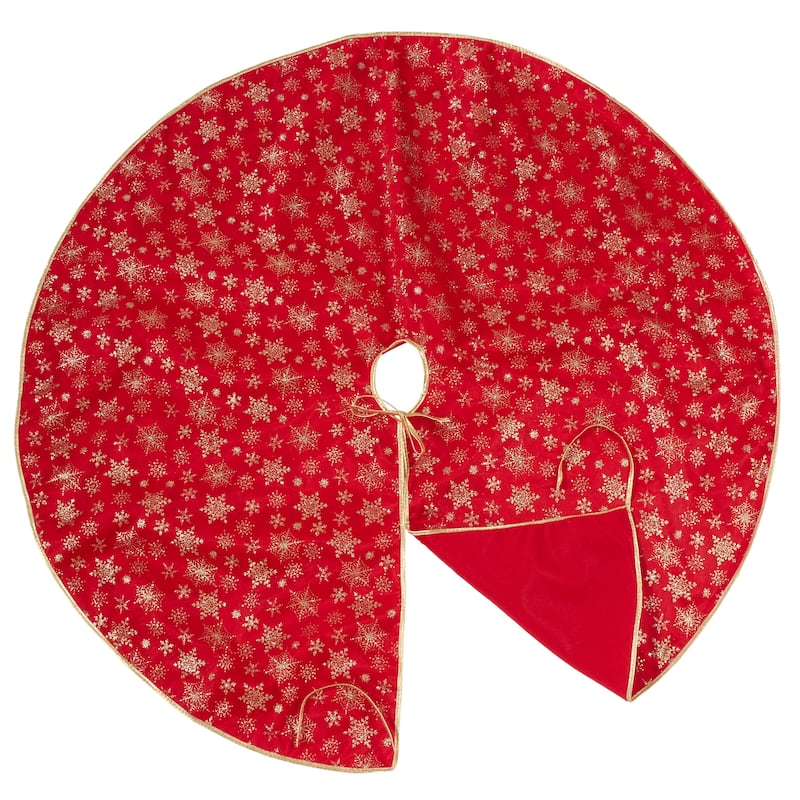 Organza Christmas Tree Skirt With Gold Snowflakes