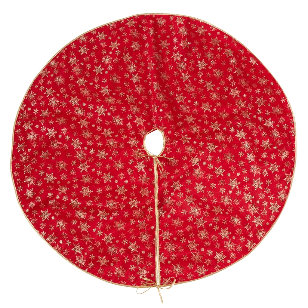 Organza Christmas Tree Skirt With Gold Snowflakes