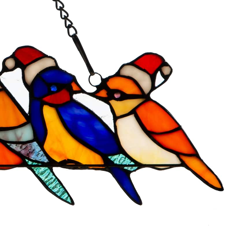 River of Goods Holiday Birds on a Wire Stained Glass Window Panel - 23.25"L x 0.25"W x 9"H