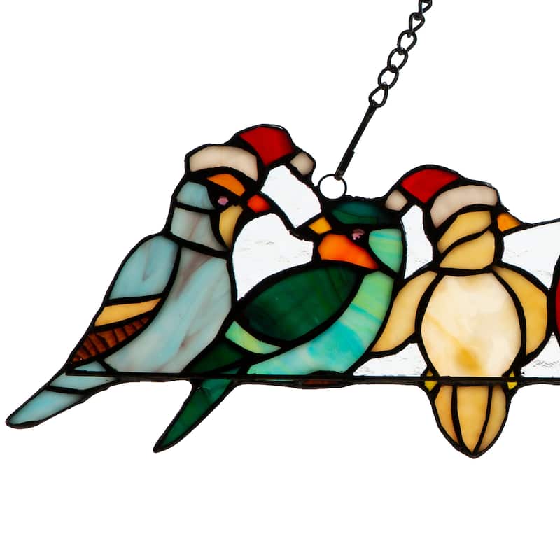 River of Goods Holiday Birds on a Wire Stained Glass Window Panel - 23.25"L x 0.25"W x 9"H