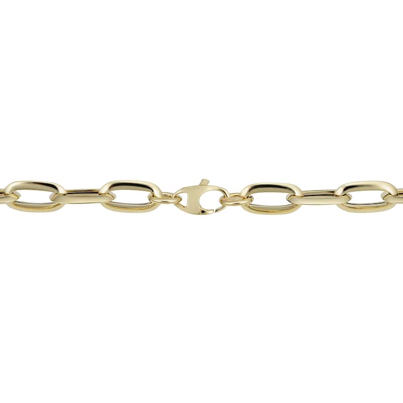 14k Yellow Gold Italian Polished Oval Link Necklace (7.25mm, 20 inches)