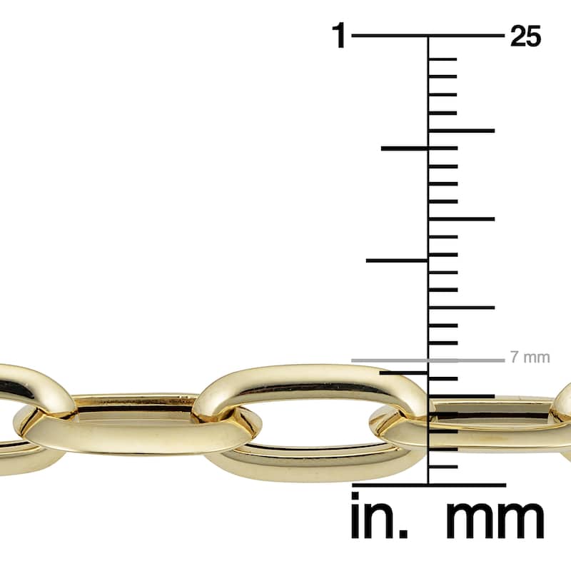 14k Yellow Gold Italian Polished Oval Link Necklace (7.25mm, 20 inches)