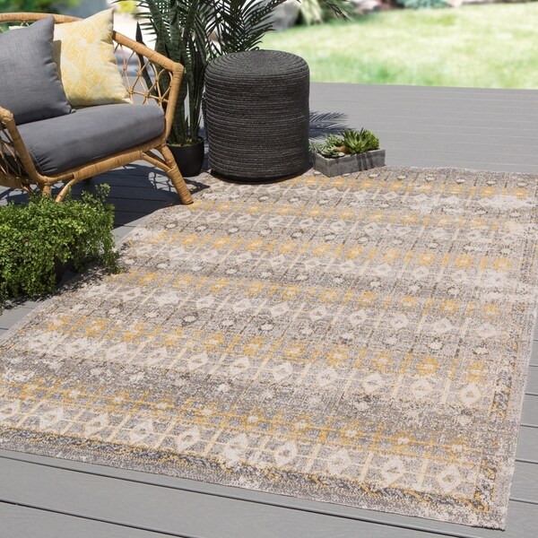 Barton Indoor Outdoor Trellis Light Gray Yellow Area Rug 7 Barton Indoor Outdoor Trellis Light Gray Yellow Area Rug 7 X27
