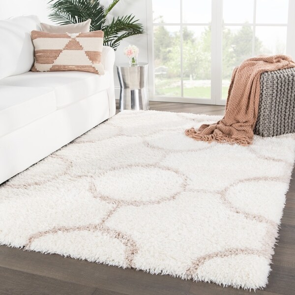 Zelma Geometric Ivory/ Pink Area Rug - 2' x 3'