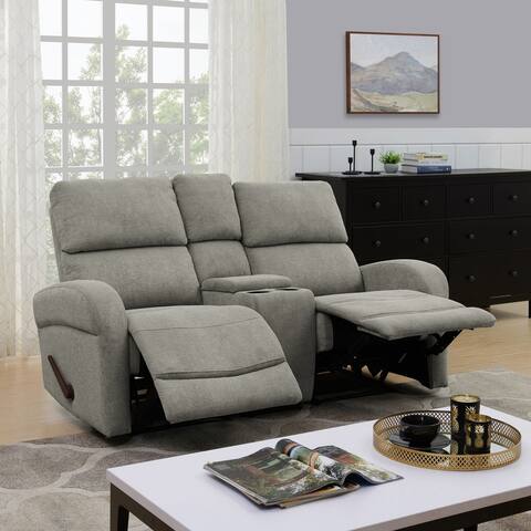 Copper Grove Herentals Grey Chenille 2-seat Recliner Loveseat with Power Storage Console