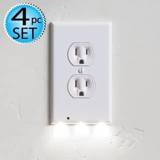 4 Wall Outlet LED Night Light Easy Snap On Outlet Cover Plate No Wires  Battery In White (As Is Item) - Bed Bath & Beyond - 30542850