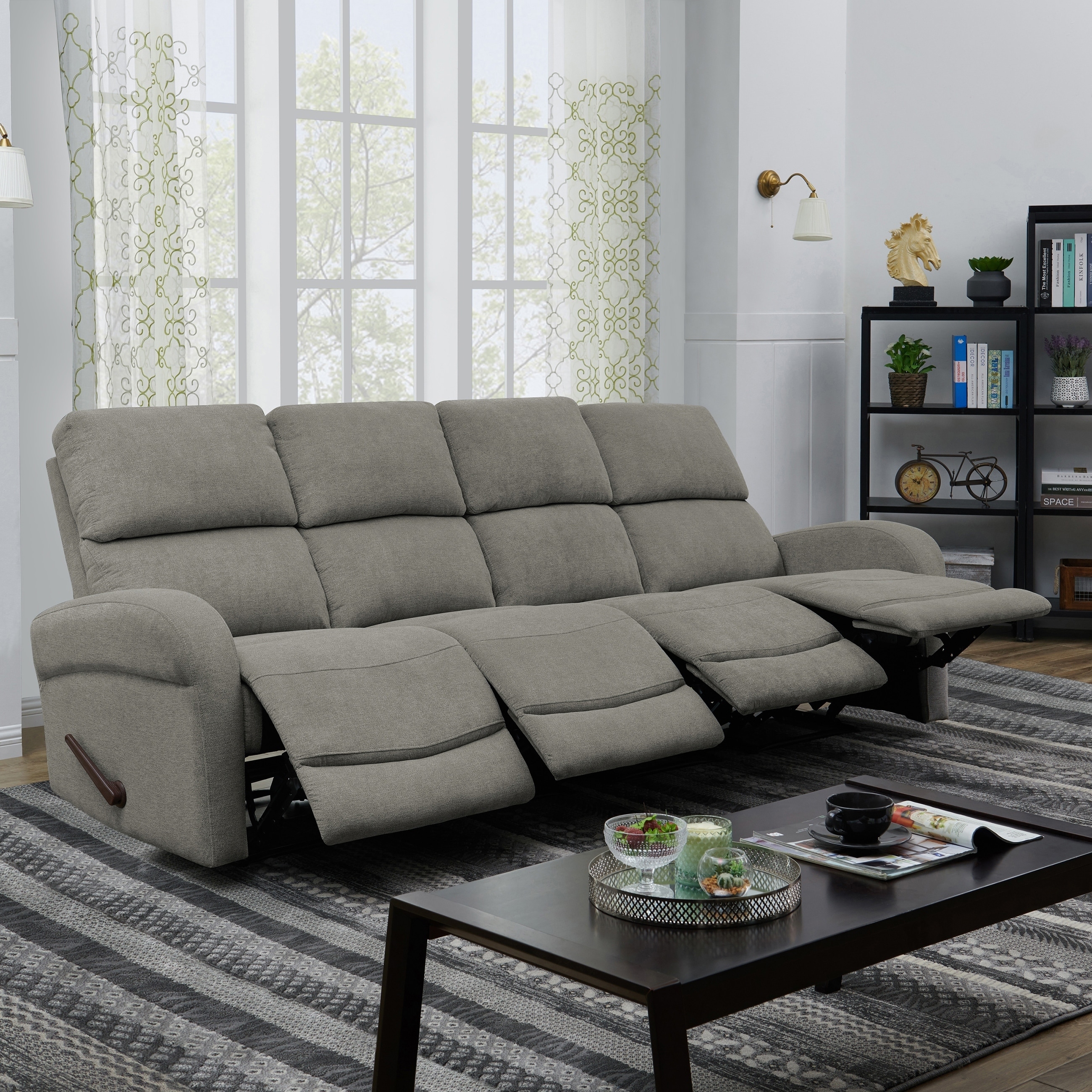 Copper Grove Heals Grey Chenille 4 Seat Recliner Sofa