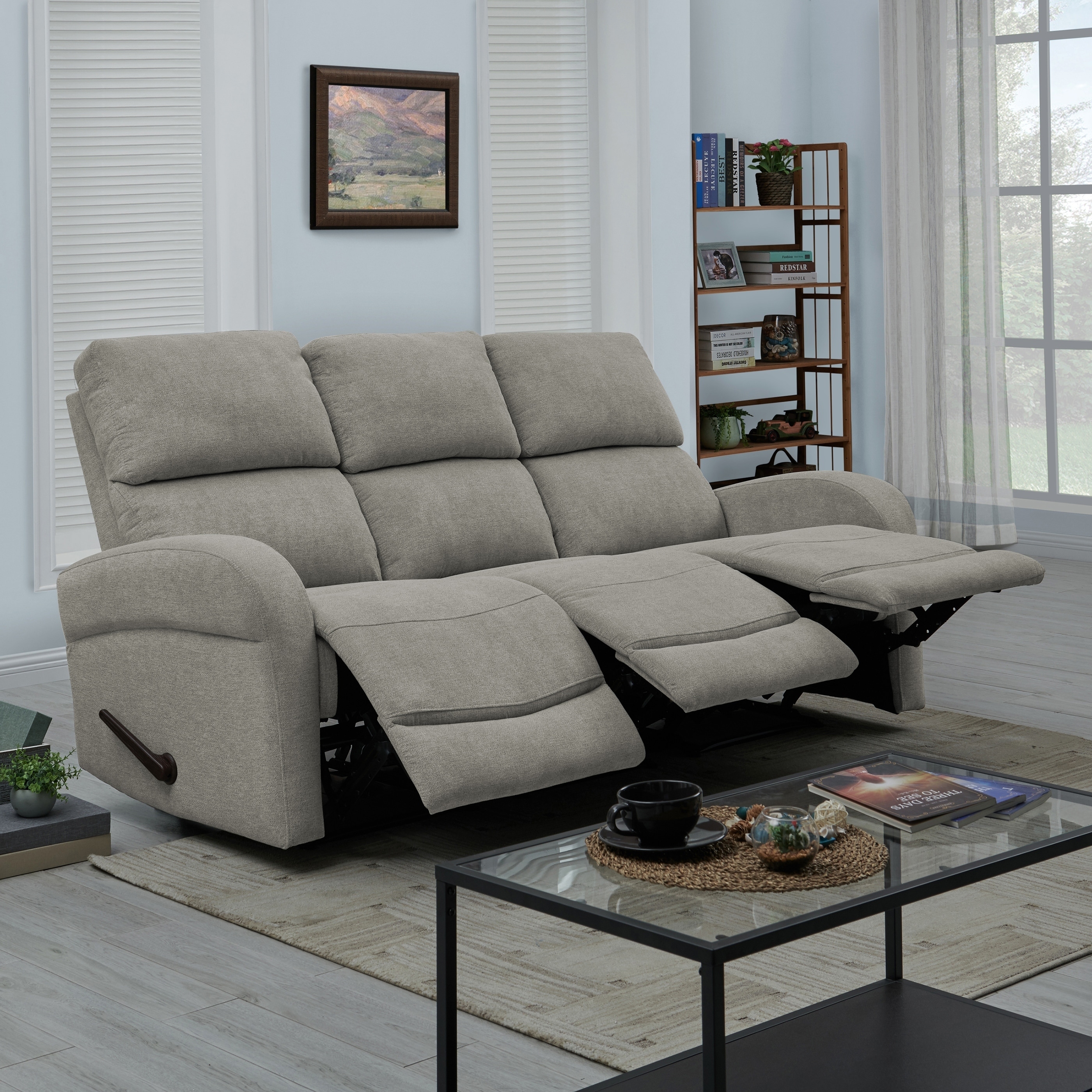 Copper Grove Herentals Grey Chenille 3 Seat Recliner Sofa