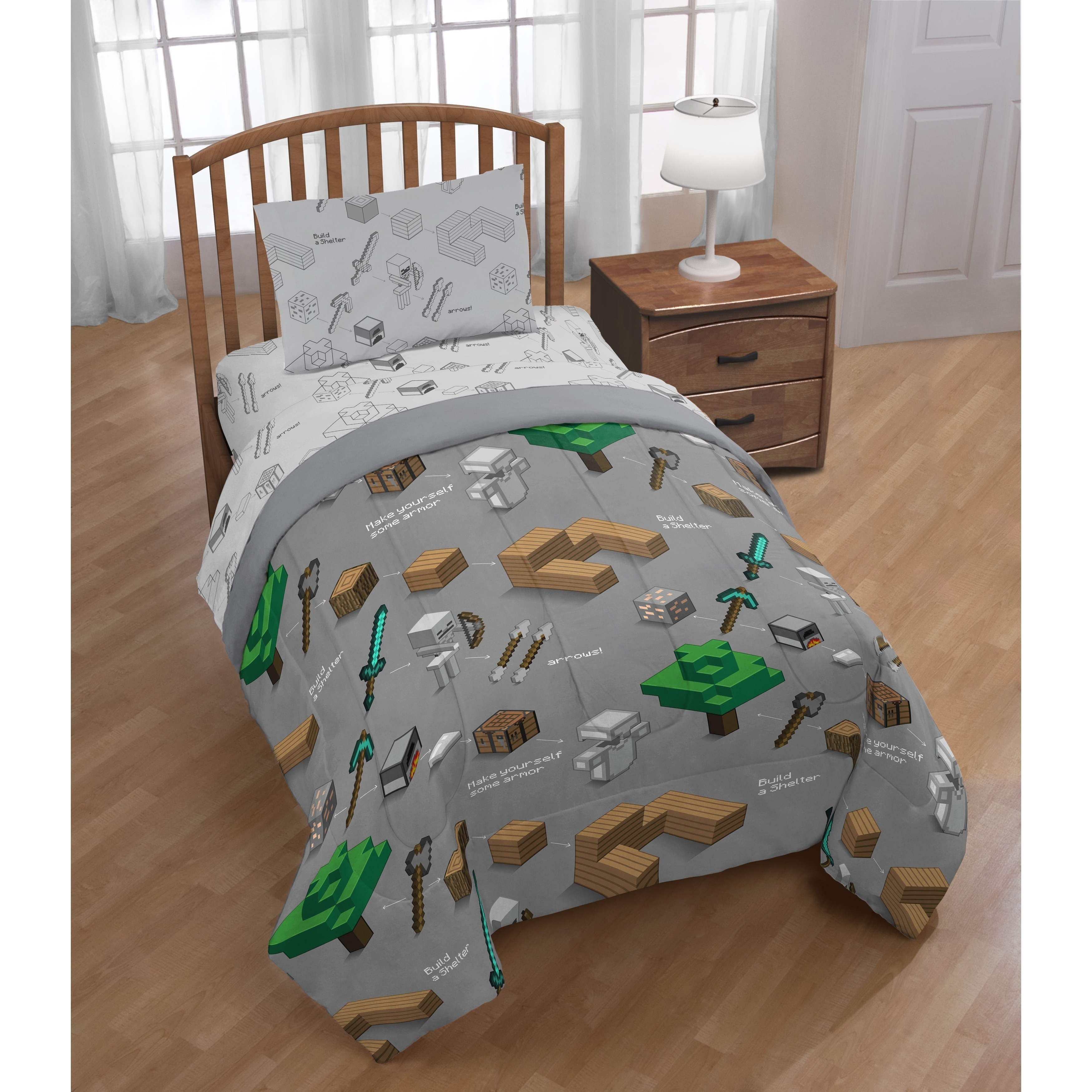 Shop Minecraft Survive Reversible Twin Comforter On Sale Free