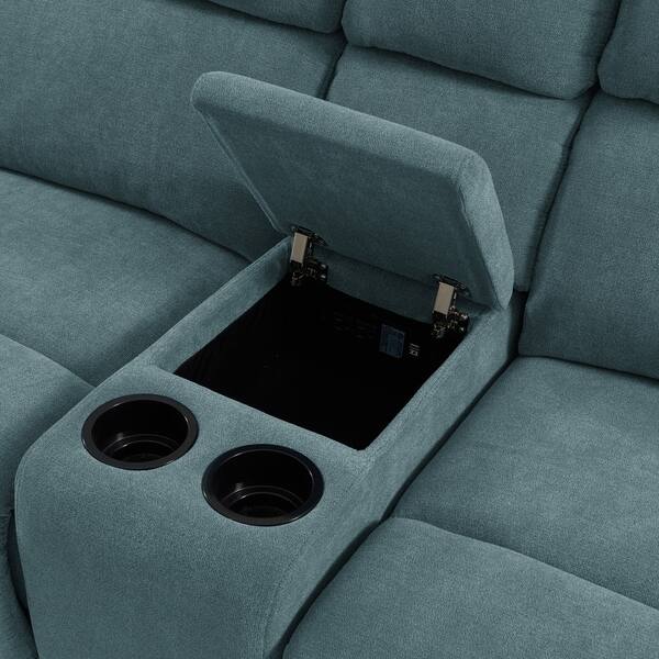 Copper Grove Heals Medium Blue Chenille 4 Seat Recliner Copper Grove Heals Medium Blue