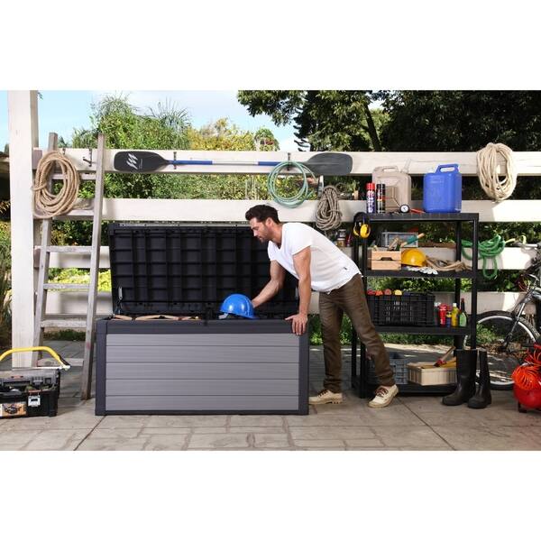 Grey Keter 240303 Premier 150 Gallon Deck Box Outdoor Storage