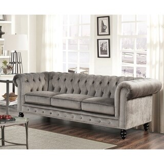Gracewood Hollow Dib Grey Velvet Sofa