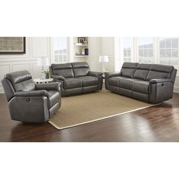 Shop Rotunda Brown Bonded Leather Reclining Sofa and Loveseat Set ...