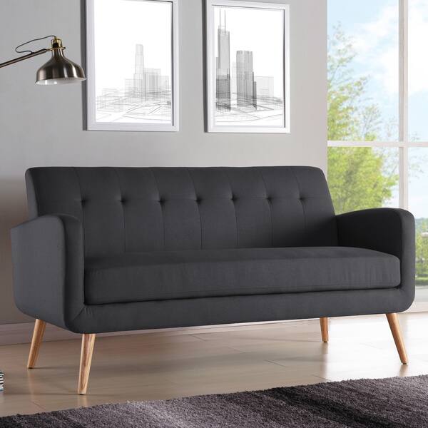 Carson Carrington Midcentury Modern Charcoal Linen Armless